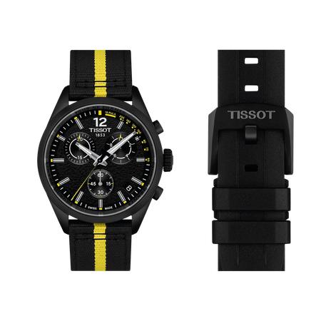 Front view of the watch Tissot PR 100 Tour de France 2026 40mm with shadow
