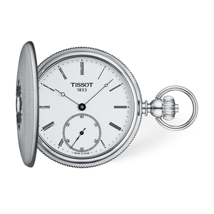 Front view of the watch Tissot Savonnette 48.5mm with shadow