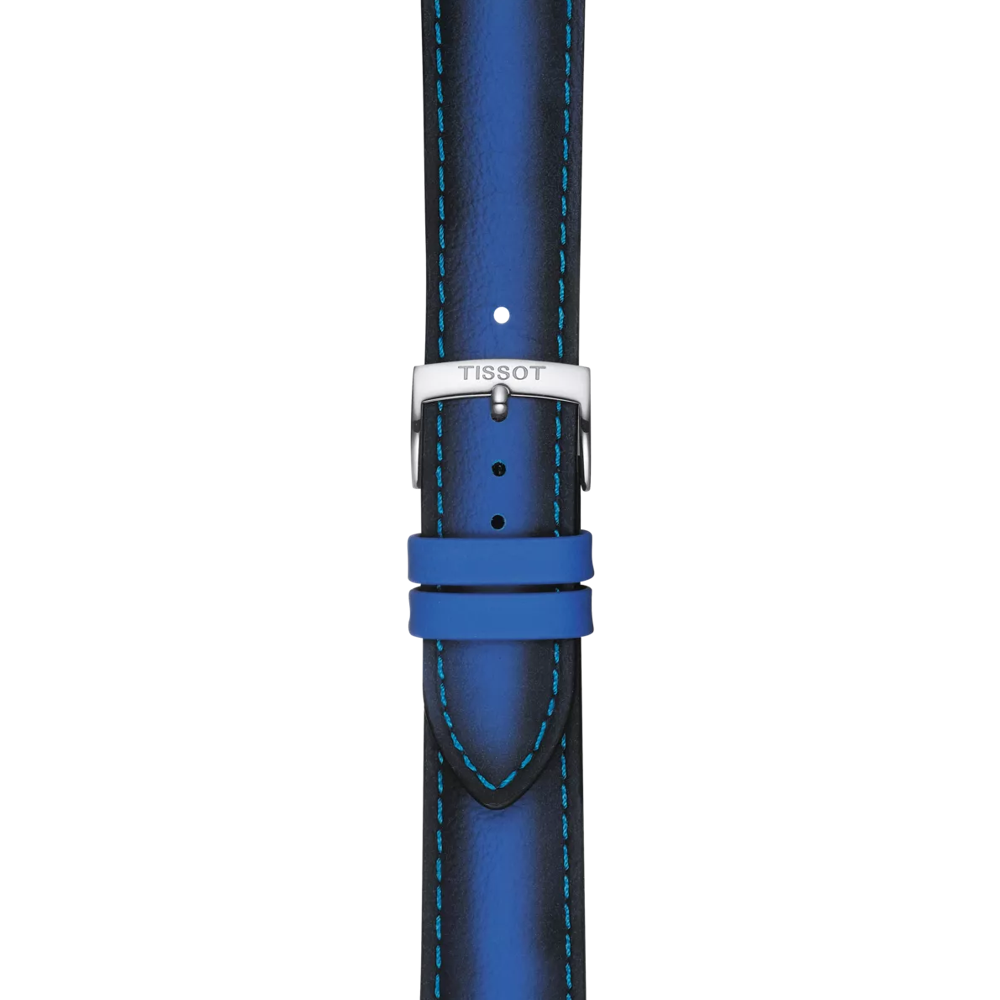 Zoom sur Bracelet officiel Tissot cuir bleu entre-cornes 20 mm