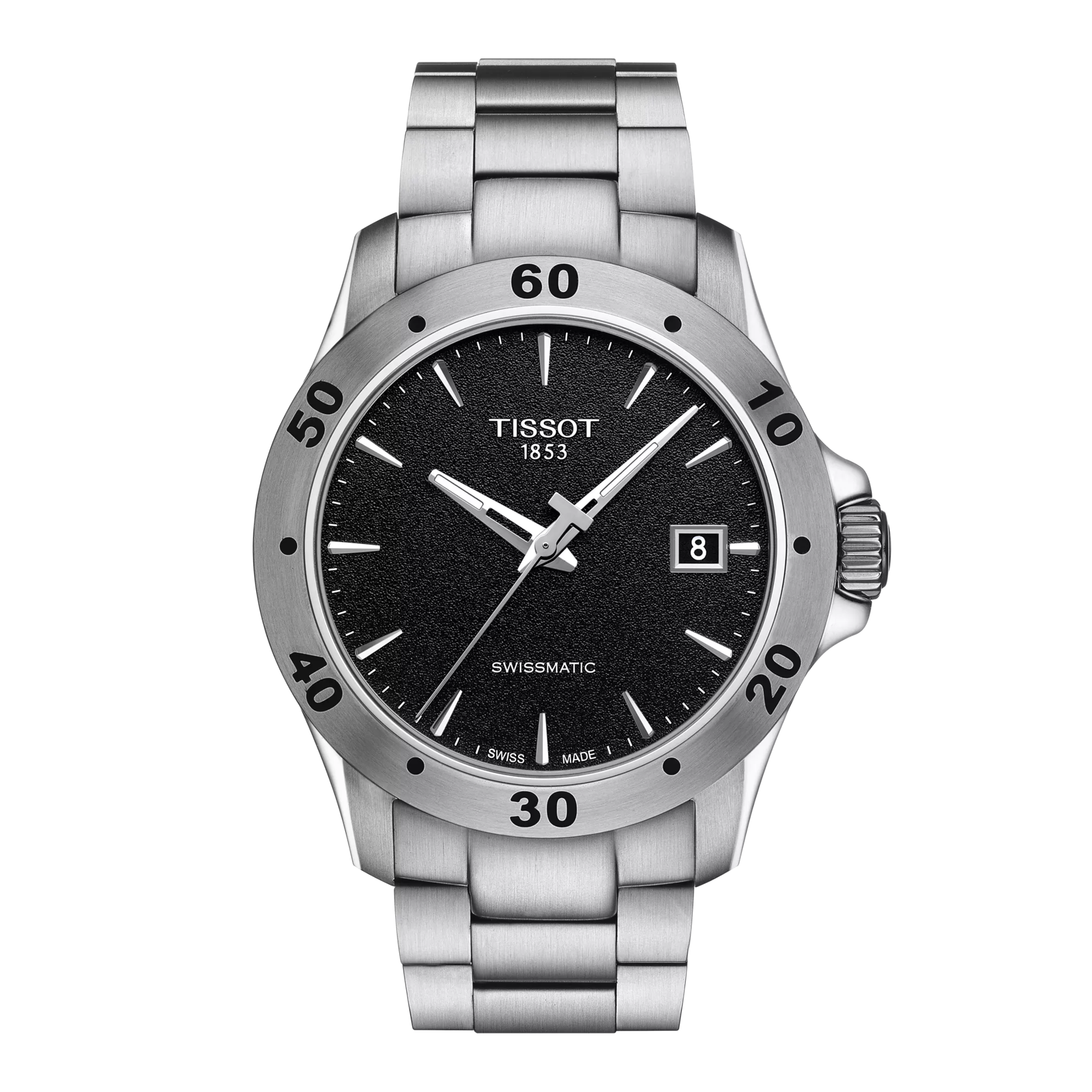 Front view of the watch Tissot V8 Swissmatic