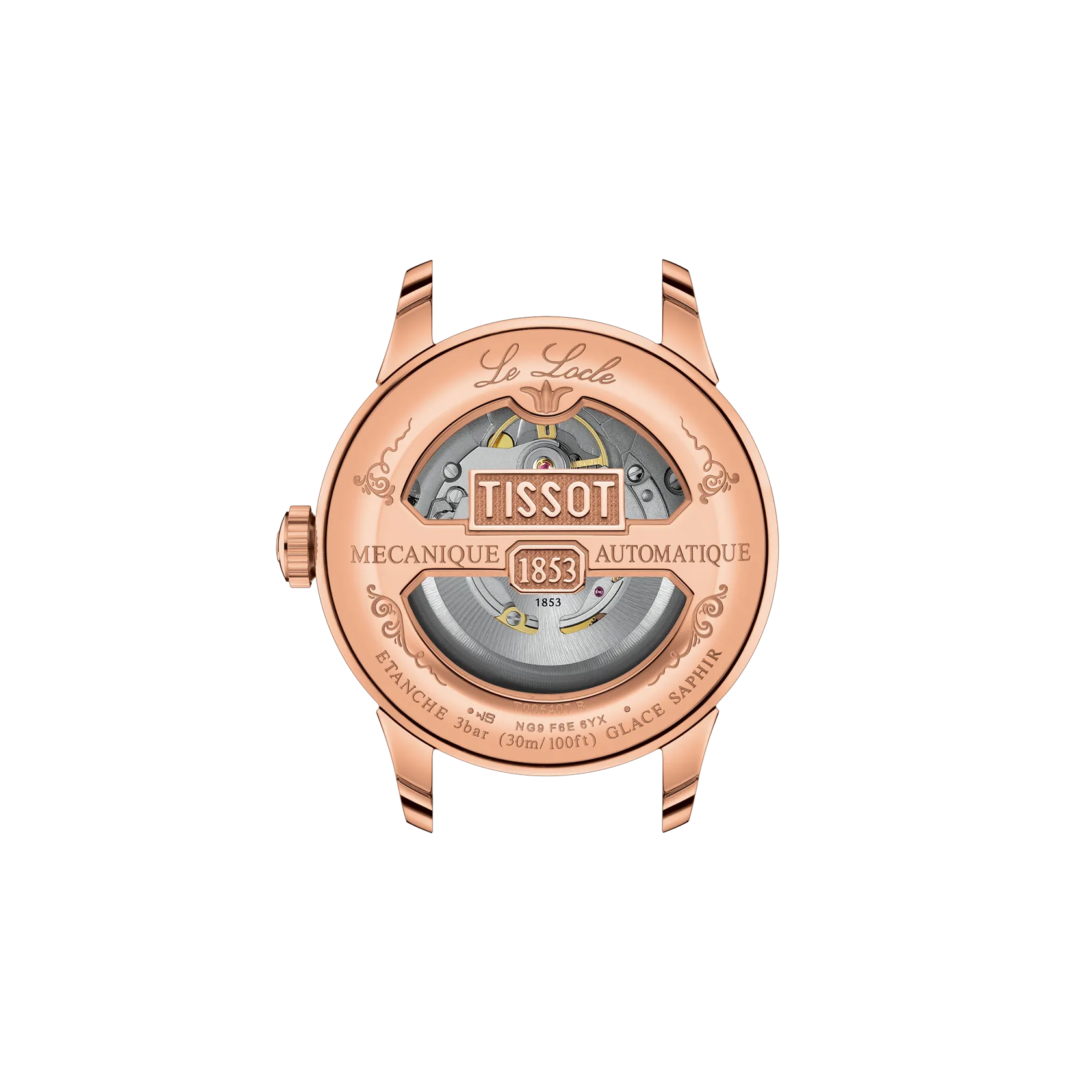 Back view of the watch case Tissot Le Locle 39.3mm