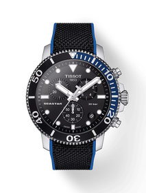Front view of the watch Tissot Seastar 1000 Chronograph with shadow