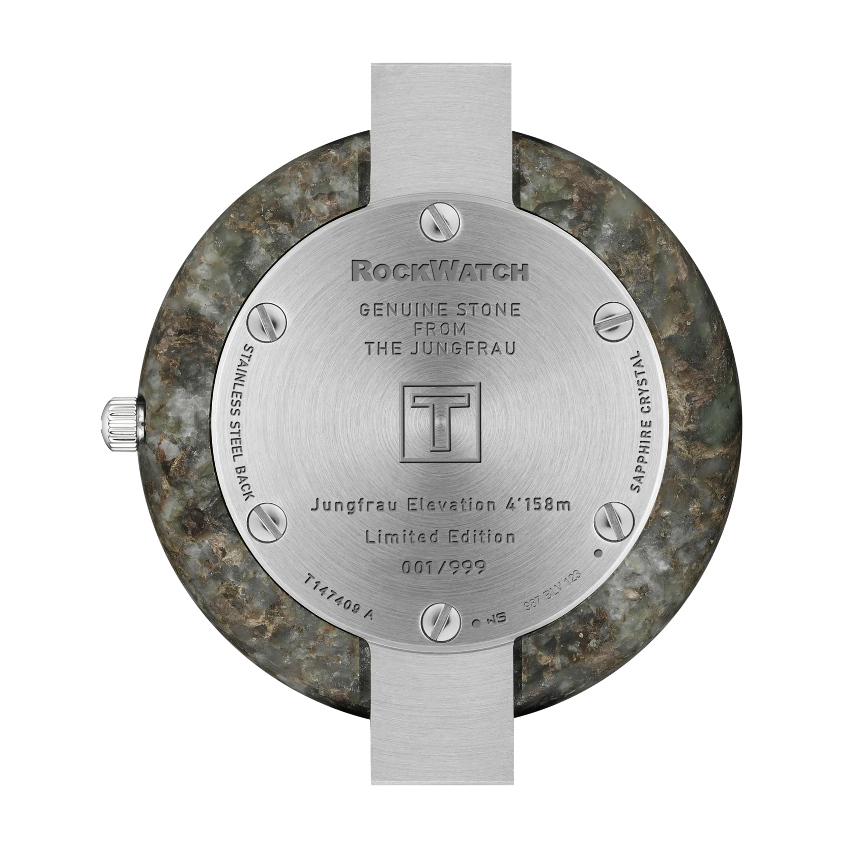 Back view of the watch case Tissot Rockwatch 38mm