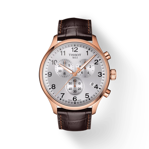 มุมมองด้านหน้าของนาฬิกา Tissot Chrono XL Classic พร้อมเงา