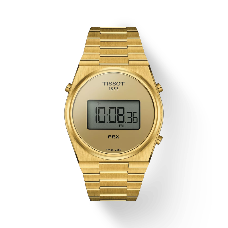 Front view of the watch Tissot PRX Digital with shadow