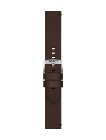 Front view of Tissot Official Brown Synthetic Strap Lugs 22 mm