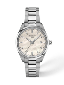 Front view of the watch Tissot PR 100 34mm with shadow