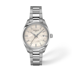Front view of the watch Tissot PR 100 34mm with shadow