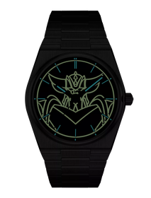Front view of the watch Tissot PRX UFO Robot Grendizer 40mm in night mode