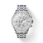 Front view of the watch Tissot Chemin des Tourelles Automatic Chronograph with shadow