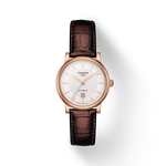 Front view of the watch Tissot Carson Premium Automatic Lady with shadow