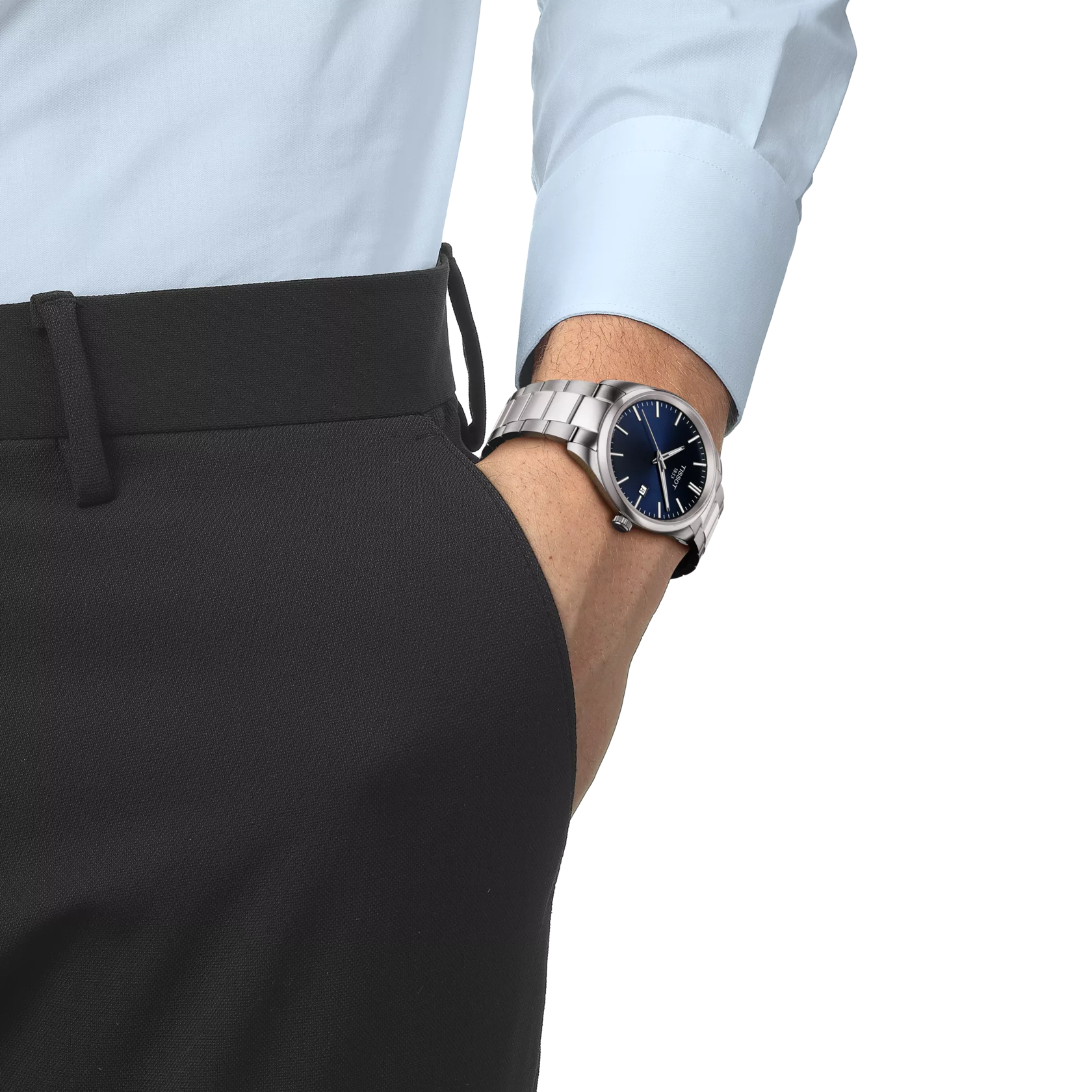 Simulation of the watch Tissot PR 100 40mm on a wrist