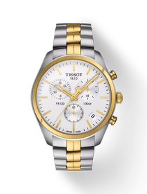 Front view of the watch Tissot PR 100 Chronograph with shadow