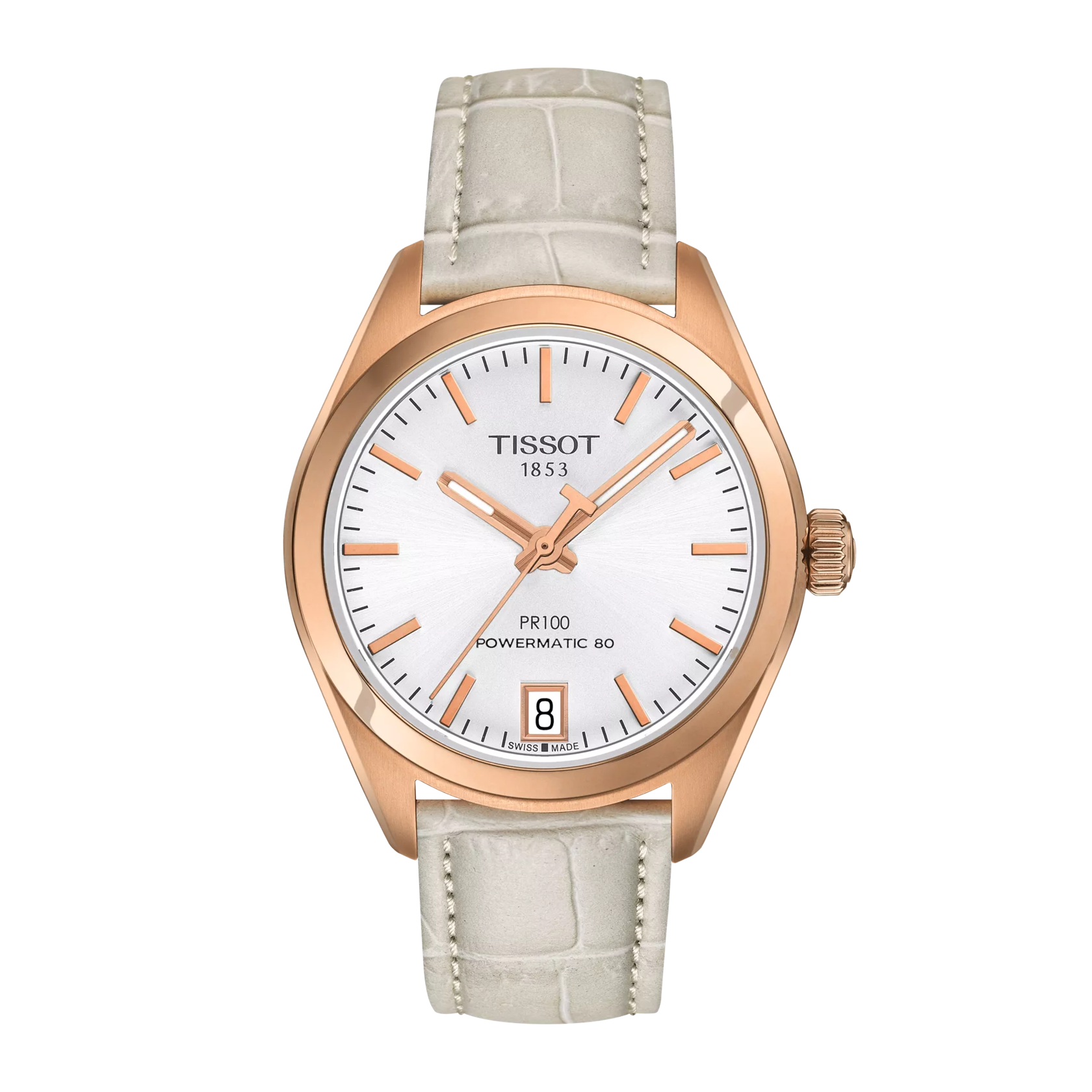 Front view of the watch Tissot PR 100 Powermatic 80 Lady