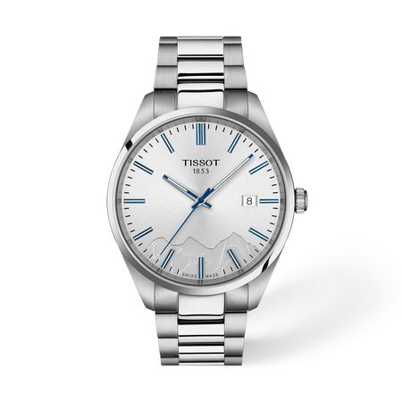 Vista frontal del reloj Tissot PR 100 Jungfraubahn 40mm con sombra