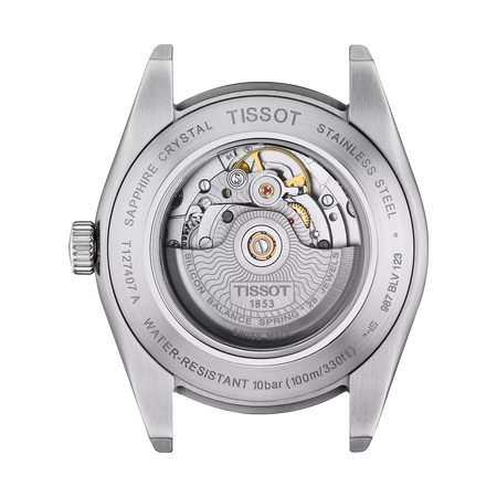 Back view of the watch case Tissot Gentleman Powermatic 80 Silicium