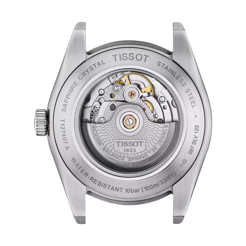 Back view of the watch case Tissot Gentleman Powermatic 80 Silicium