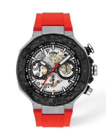 Front view of the watch Tissot T-Race MotoGP 2026 45mm with shadow