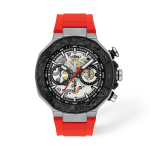Front view of the watch Tissot T-Race MotoGP 2026 45mm with shadow