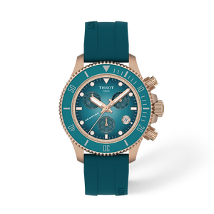 Front view of the watch Tissot Seastar 1000 Quartz Chronograph 38mm with shadow
