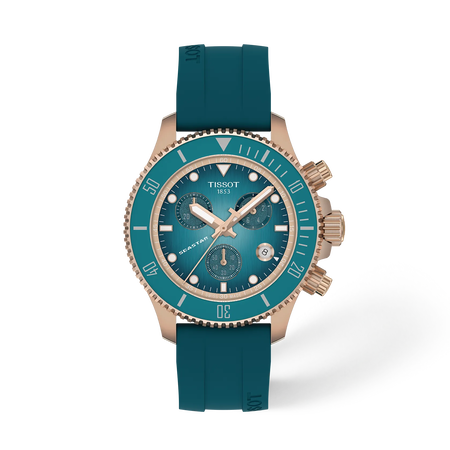 Front view of the watch Tissot Seastar 1000 Quartz Chronograph 38mm with shadow