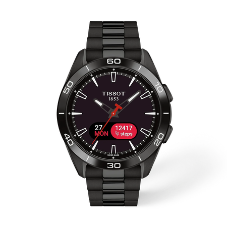 Front view of the watch Tissot T-Touch Connect Sport 43.75mm with shadow