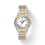 Front view of the watch Tissot Carson Lady with shadow