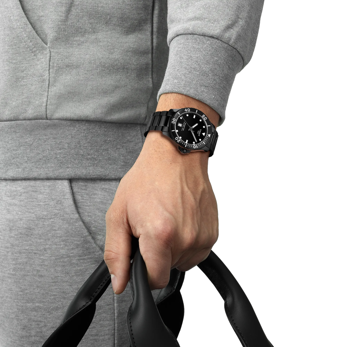 Кварцевые часы Tissot Seastar 1000 40 мм Quartz, цвет: Чёрный / Чёрная нержавеющая сталь — фото 2