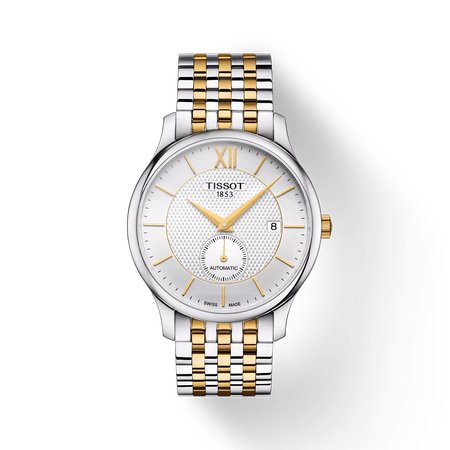 Front view of the watch Tissot Tradition Automatic Small Second with shadow