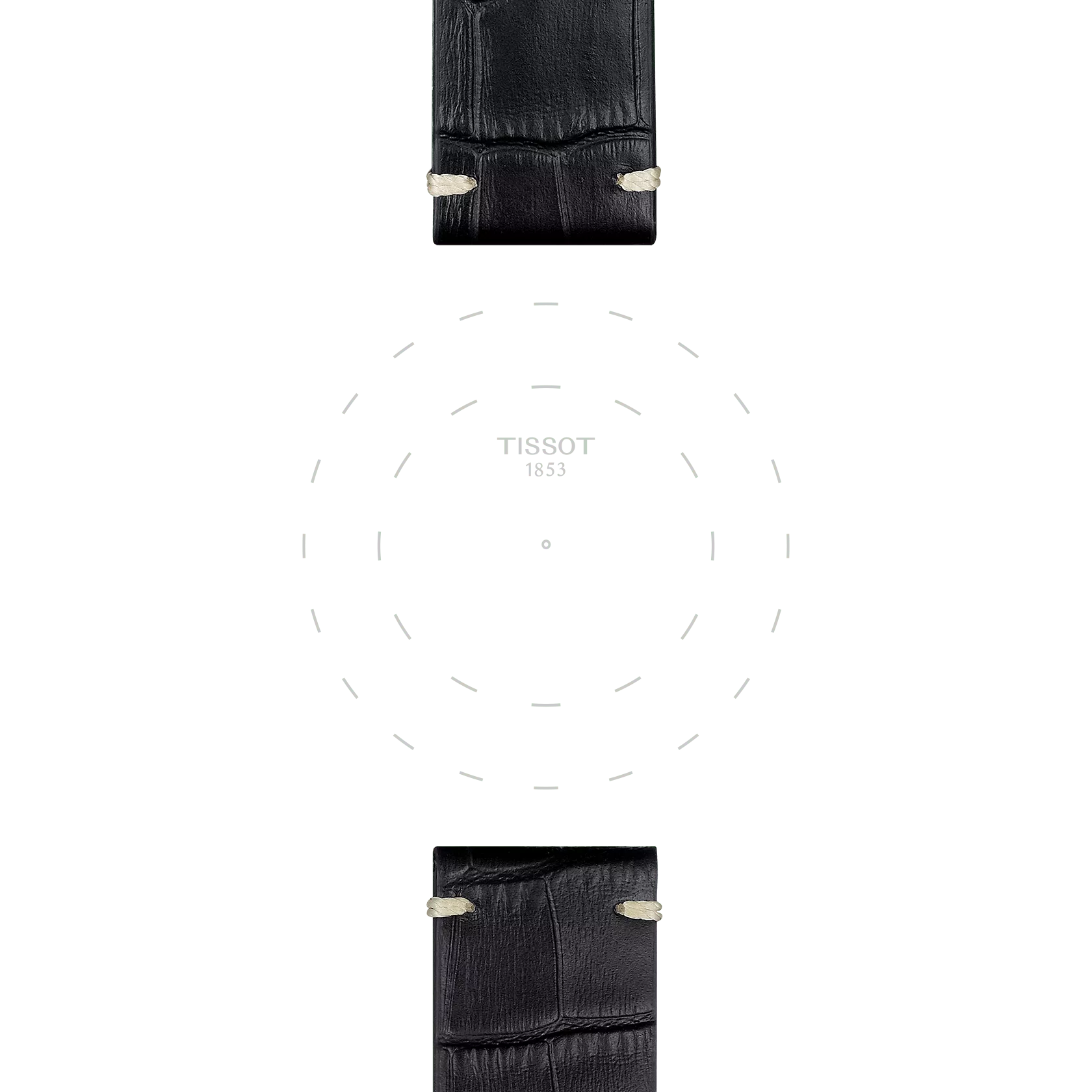Focus sur les ergots de Bracelet officiel Tissot cuir noir entre-cornes 22 mm
