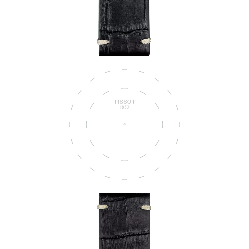 Focus sur les ergots de Bracelet officiel Tissot cuir noir entre-cornes 22 mm
