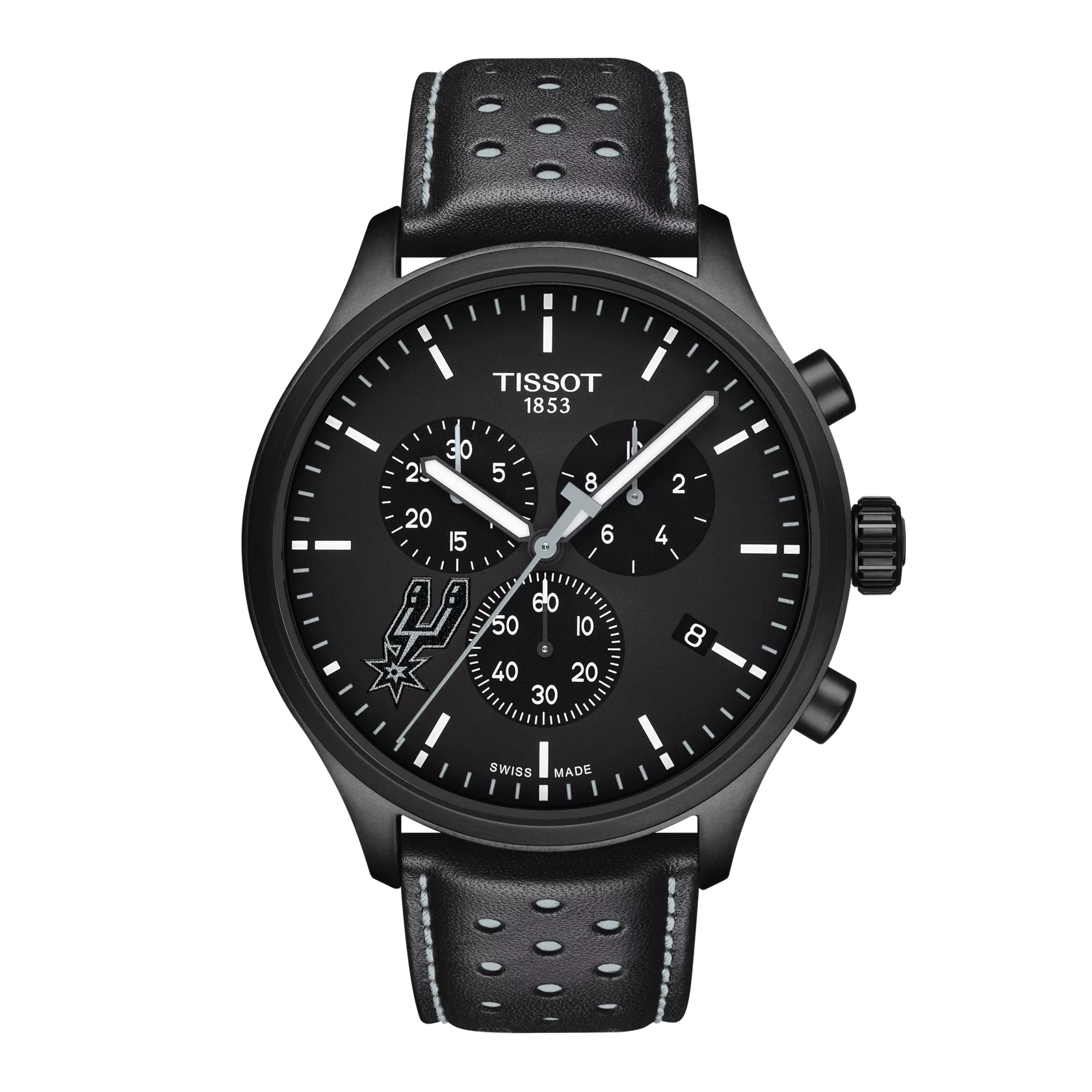 Front view of the watch Tissot Chrono XL NBA Teams Special San Antonio Spurs Edition