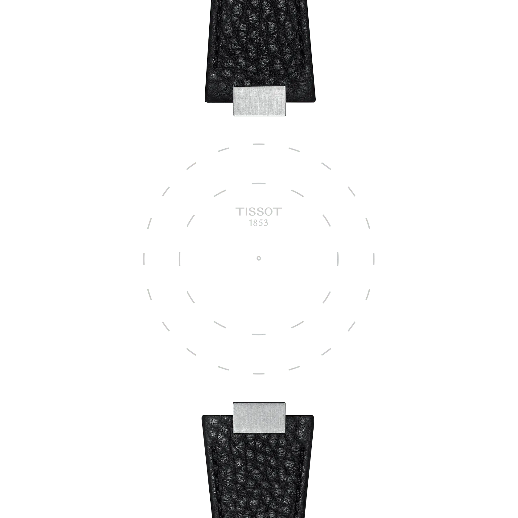 Focus on the lugs of Tissot Official Black PRX 35mm Leather Strap