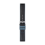Front view of Bracelete oficial Tissot pele azul e borracha  22 mm