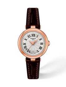 Vista frontal del reloj Tissot Bellissima 26mm con sombra
