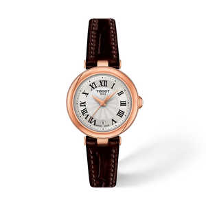 มุมมองด้านหน้าของนาฬิกา Tissot Bellissima 26mm พร้อมเงา