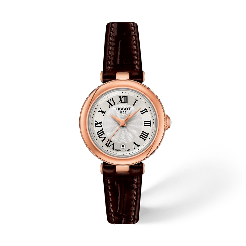 Vorderansicht der Uhr Tissot Bellissima 26mm mit Schatten