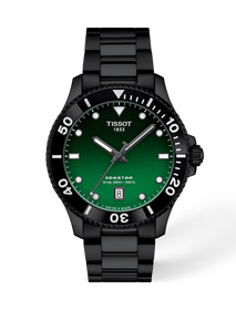 Front view of the watch Tissot Seastar 1000 40mm with shadow