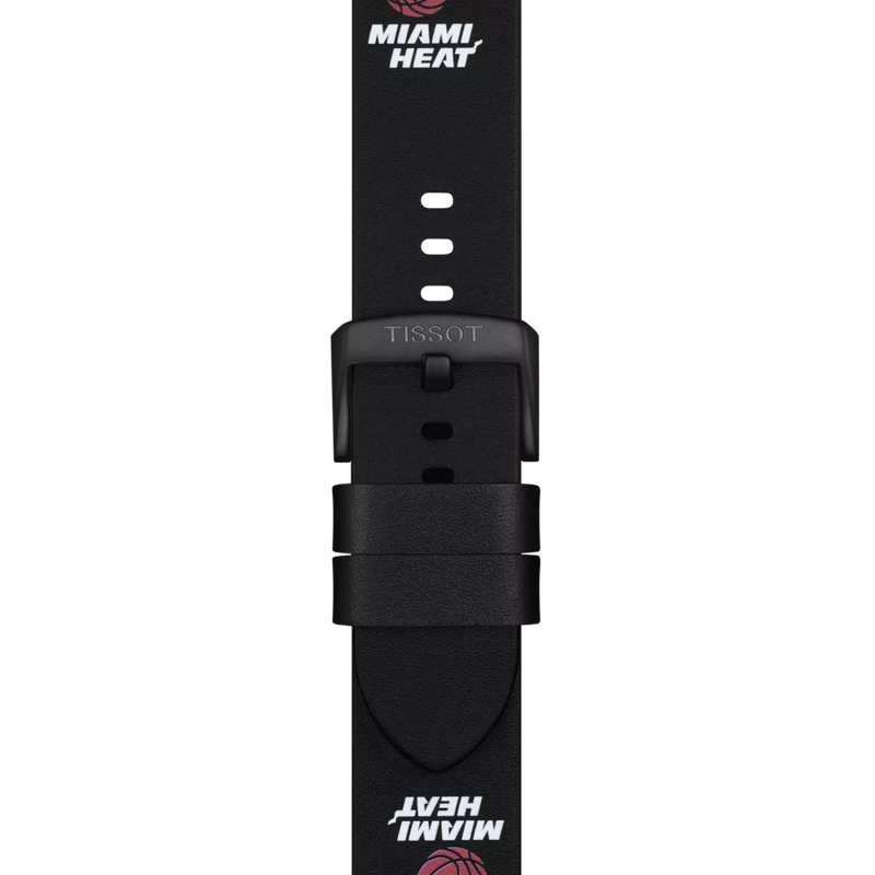 Zoom sur Bracelet Officiel Tissot Cuir Noir Entre-cornes 22 mm