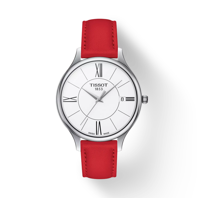 Front view of the watch Tissot Bella Ora Round with shadow