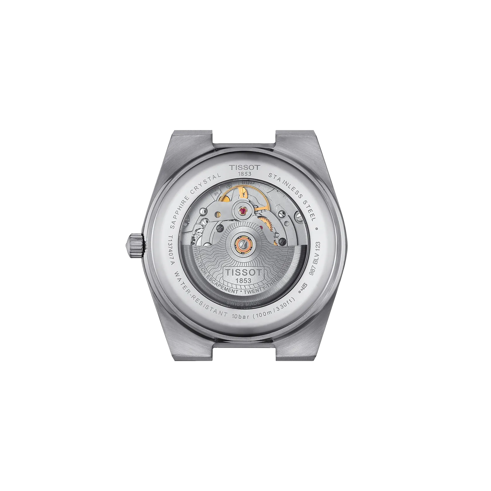 Back view of the watch case Tissot PRX Gold 40mm