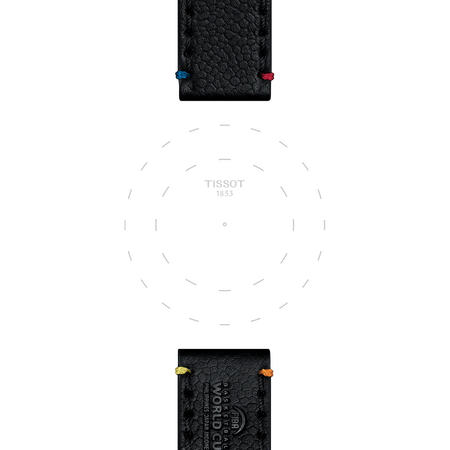TISSOT オフィシャル ブラック レザー ストラップ ラグ 22 mmのラグのフォーカス