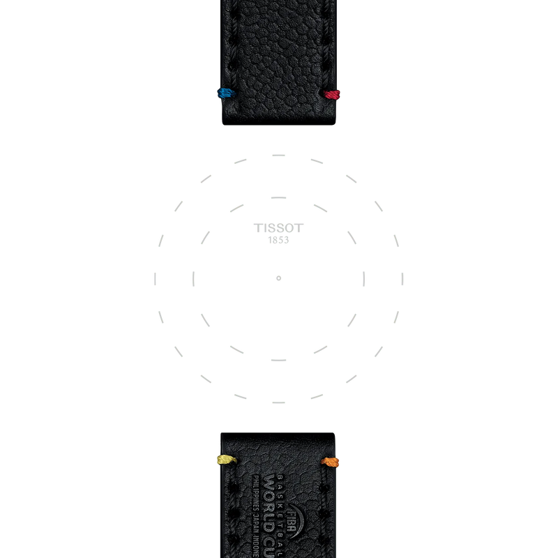 TISSOT オフィシャル ブラック レザー ストラップ ラグ 22 mmのラグのフォーカス