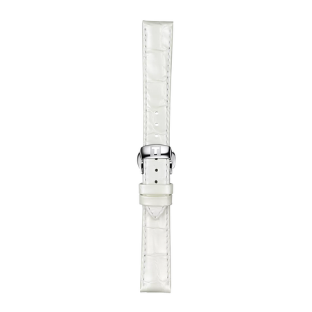 Front view of Tissot Official White Leather Strap Lugs 16 mm