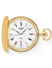 Front view of the watch Tissot Savonnette 48.5mm with shadow