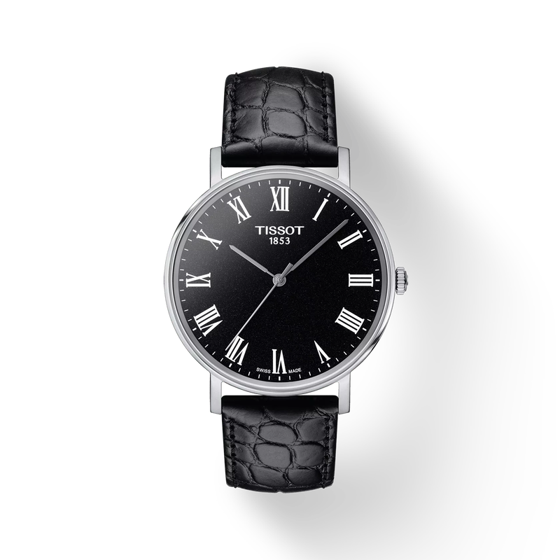 Front view of the watch Tissot Everytime 38mm with shadow