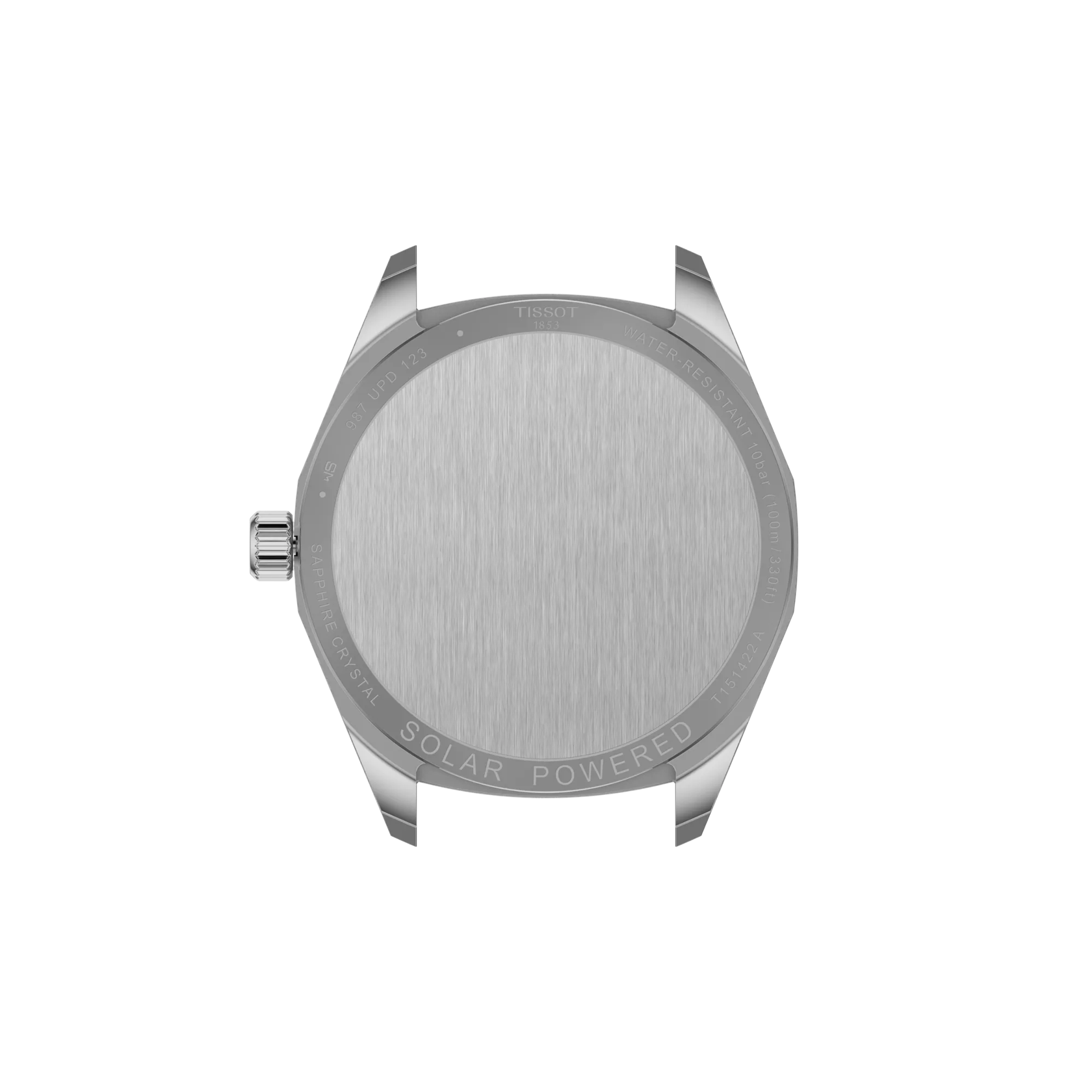 Back view of the watch case Tissot PRC 100 Solar 39mm