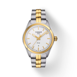 มุมมองด้านหน้าของนาฬิกา Tissot PR 100 Lady พร้อมเงา