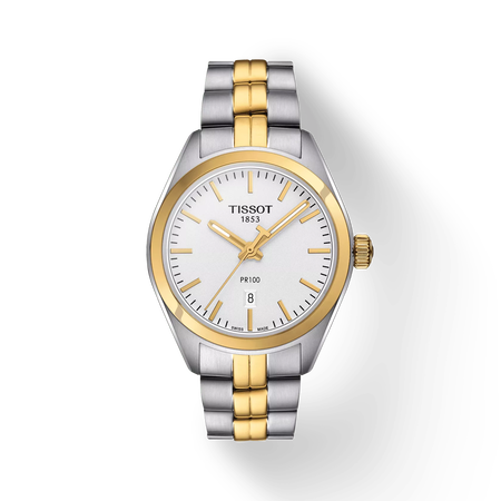 Front view of the watch Tissot PR 100 Lady with shadow