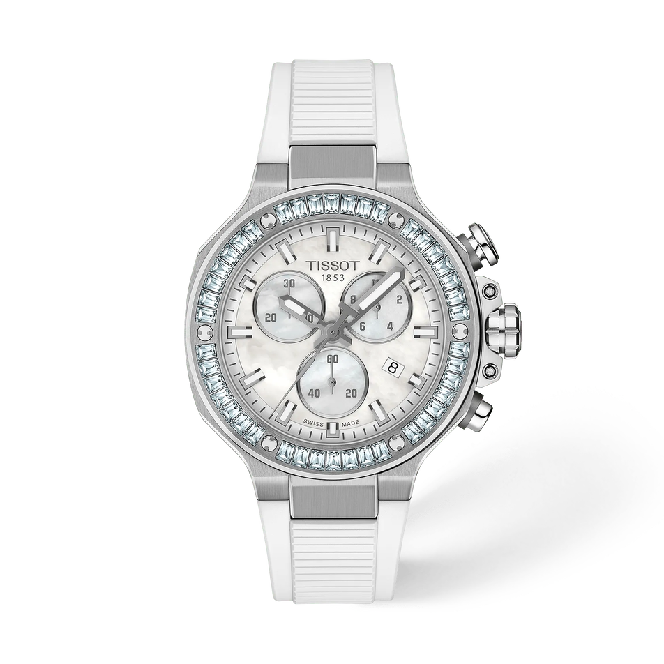 Front view of the watch Tissot T-Race 38mm with shadow